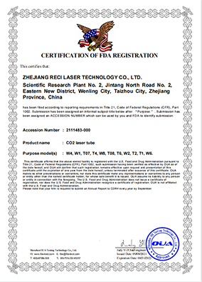 CO2 Laser Tube FDA Certification