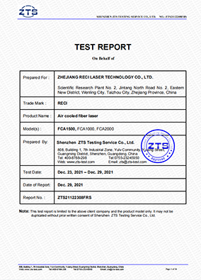 Air Cooled Fiber Laser IEC Certification