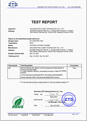 Air-Cooled Fiber Laser RoHS Certification